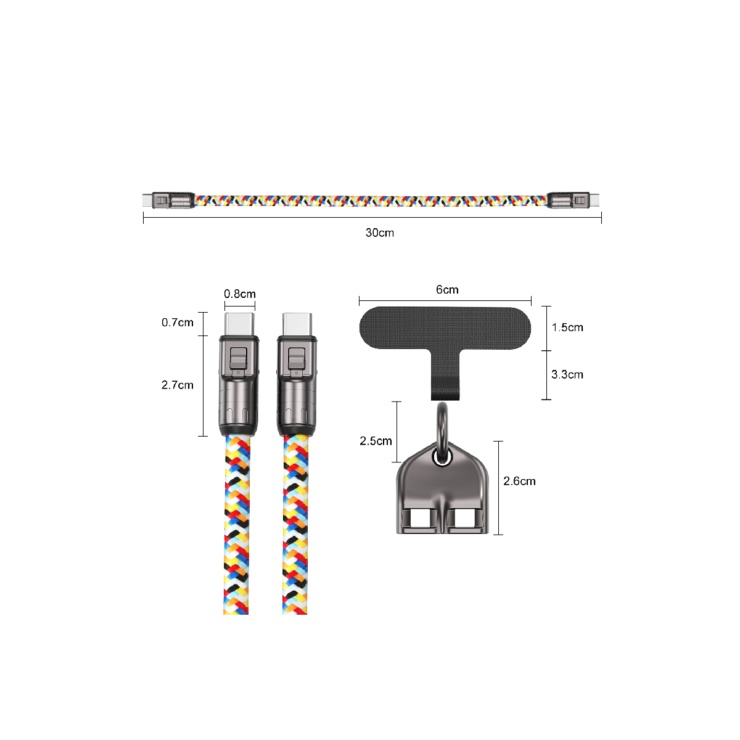2in1 スマホストラップ CtoC充電ケーブル(マルチ)【L-SSCC30M】
