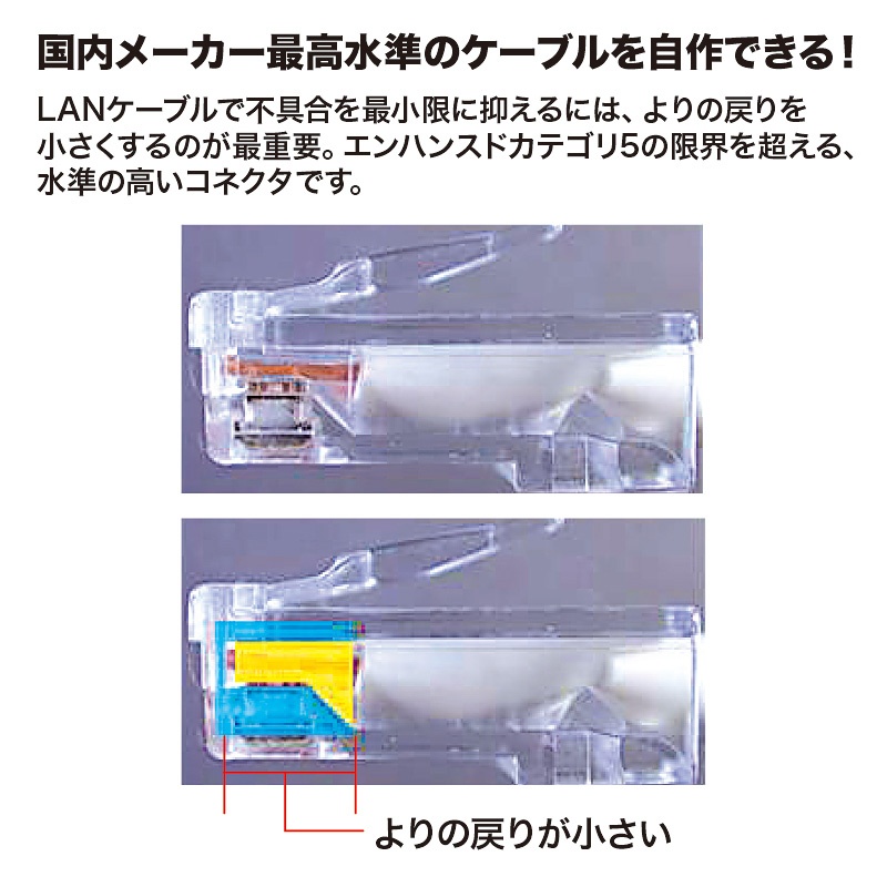 RJ-45コネクタ(単線用・50個入り)【ADT-RJ45-50SN】