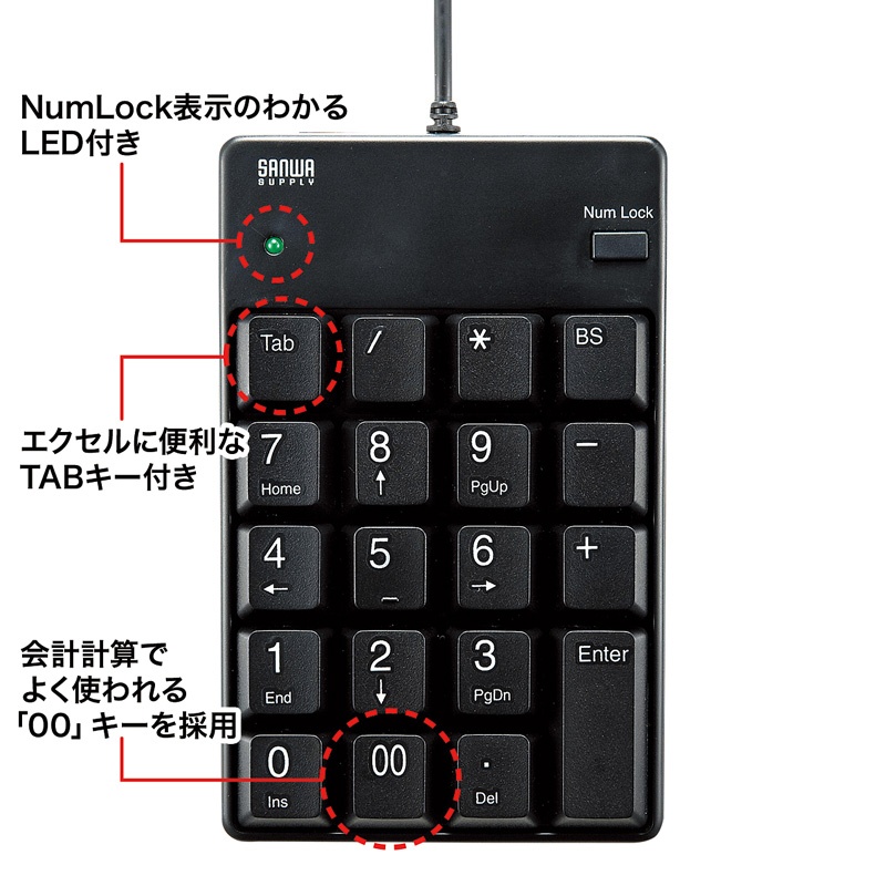 USBテンキー(ブラック)【NT-17UBKN】