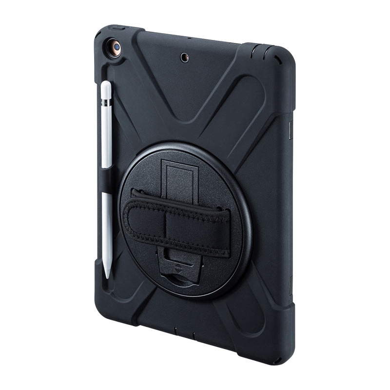 iPad 10.2インチ 前面保護フィルター付耐衝撃ケース【PDA-IPAD1620BK】