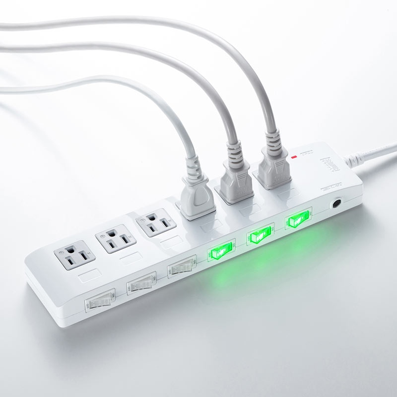 省エネタップ(3P・6個口・2m)【TAP-S28】