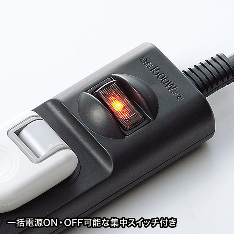 火災予防安全タップ(2P・4個口・1m・ブラック)【TAP-TSH41SWBKN】