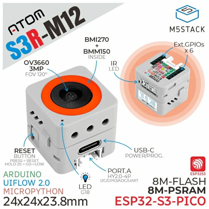 ATOMS3R M12カメラキット(OV3660) M5STACK-C126-M12 M5Stack製