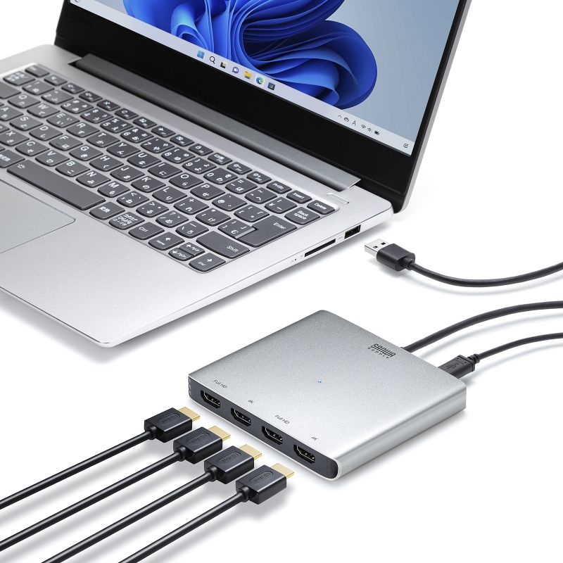 USB-HDMIディスプレイアダプタ(4K対応・ 4画面出力)【USB-CVU3HD7】