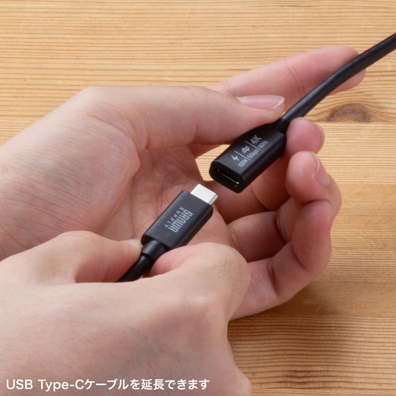 USB5Gbps Type-C延長ケーブル(L型・PD100W・0.1m)【KU-5GCCP100ENL01】