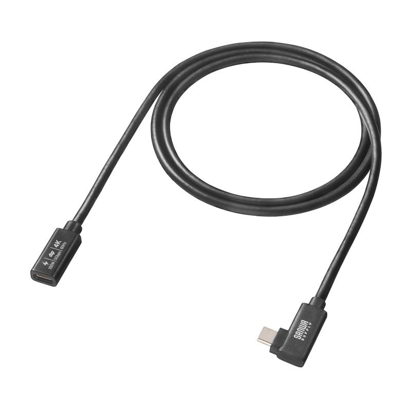USB5Gbps Type-C延長ケーブル(L型・PD100W・1m)【KU-5GCCP100ENL10】