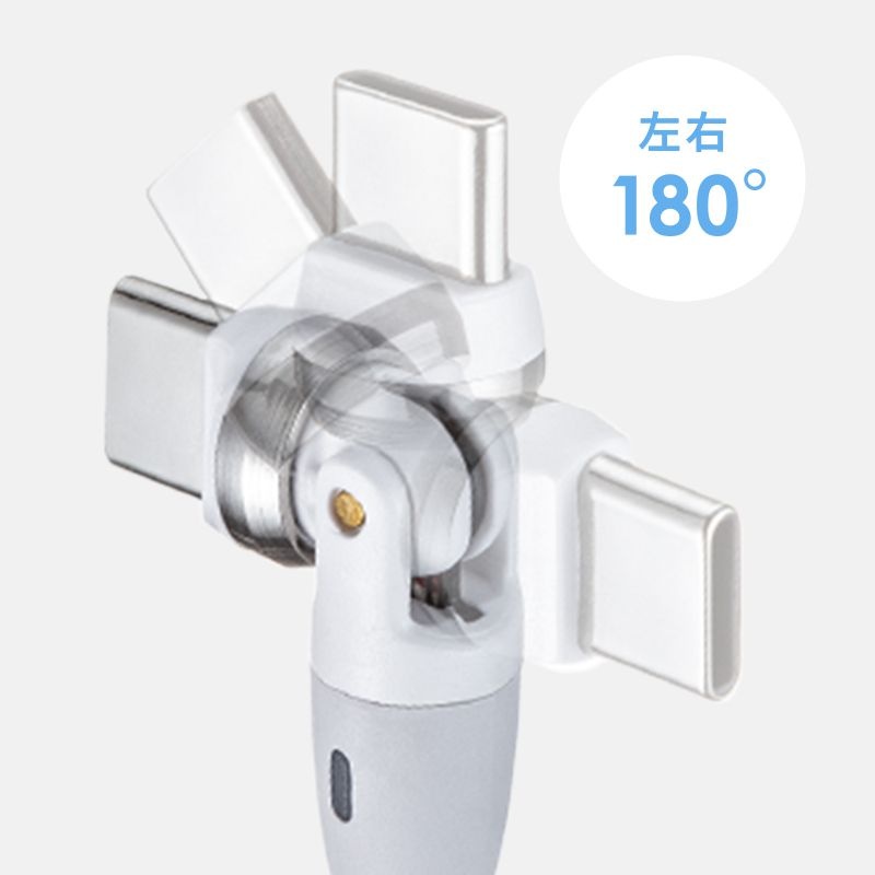 USB2.0 Type-C 両側コネクタ540度回転ケーブル(100W・1m)【KU-CCP100KAW10W】