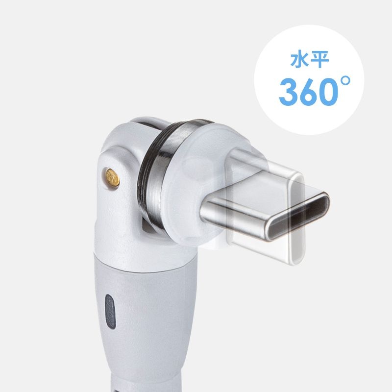 USB2.0 Type-C 両側コネクタ540度回転ケーブル(100W・1m)【KU-CCP100KAW10W】