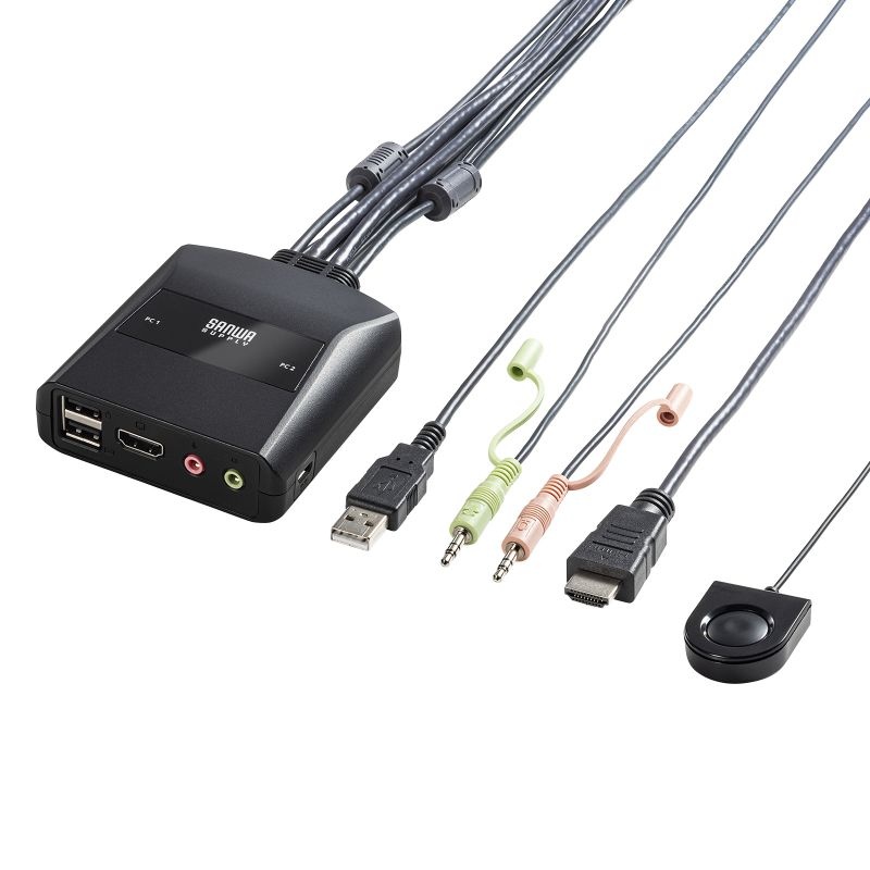 4K対応HDMIパソコン切替器（エミュレーション非搭載・手元スイッチ付き）【SW-KVM2WHUUS】