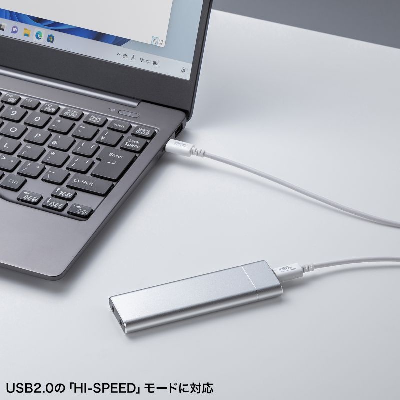 USB 2.0 Type-Cケーブル(PD60W・1m・ホワイト)【KU-CCP6010W】