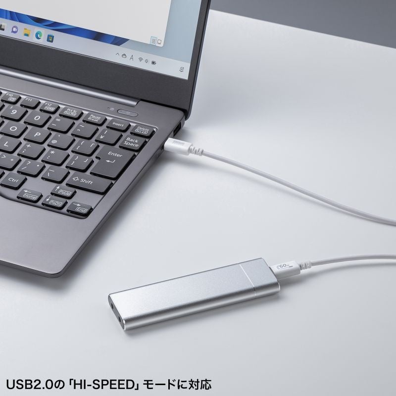 USB 2.0 Type-Cケーブル(PD60W・1.5m・ホワイト)【KU-CCP6015W】