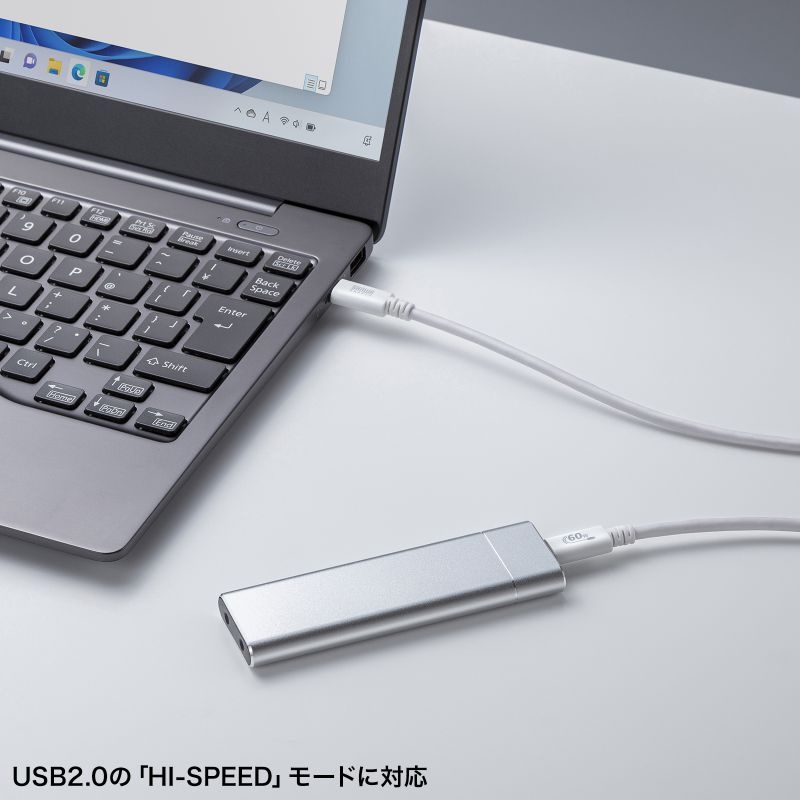 USB 2.0 Type-Cケーブル(PD60W・3m・ホワイト)【KU-CCP6030W】