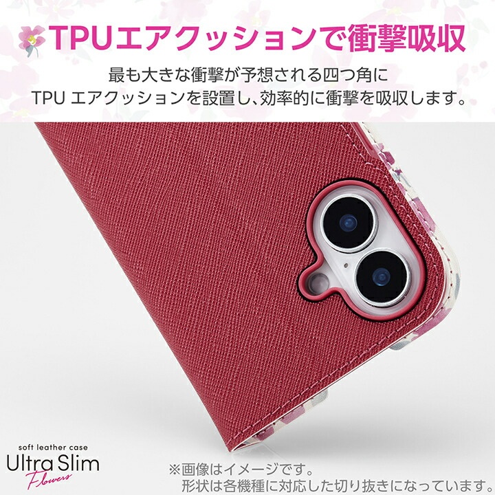 らくらくスマートフォン ソフトレザーケース 薄型 磁石付 フラワーズ【PM-F244PLFUJPND】