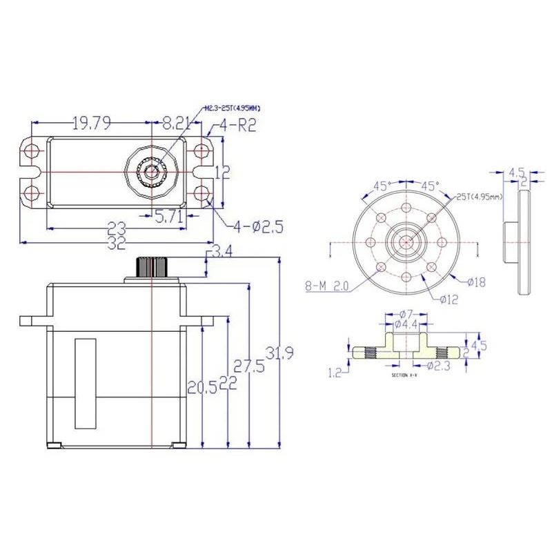 Feetech HLS3606M 定常回転シリアルバスサーボ(6V/360度/6kg)【FEETECH-HL-3606-C001】