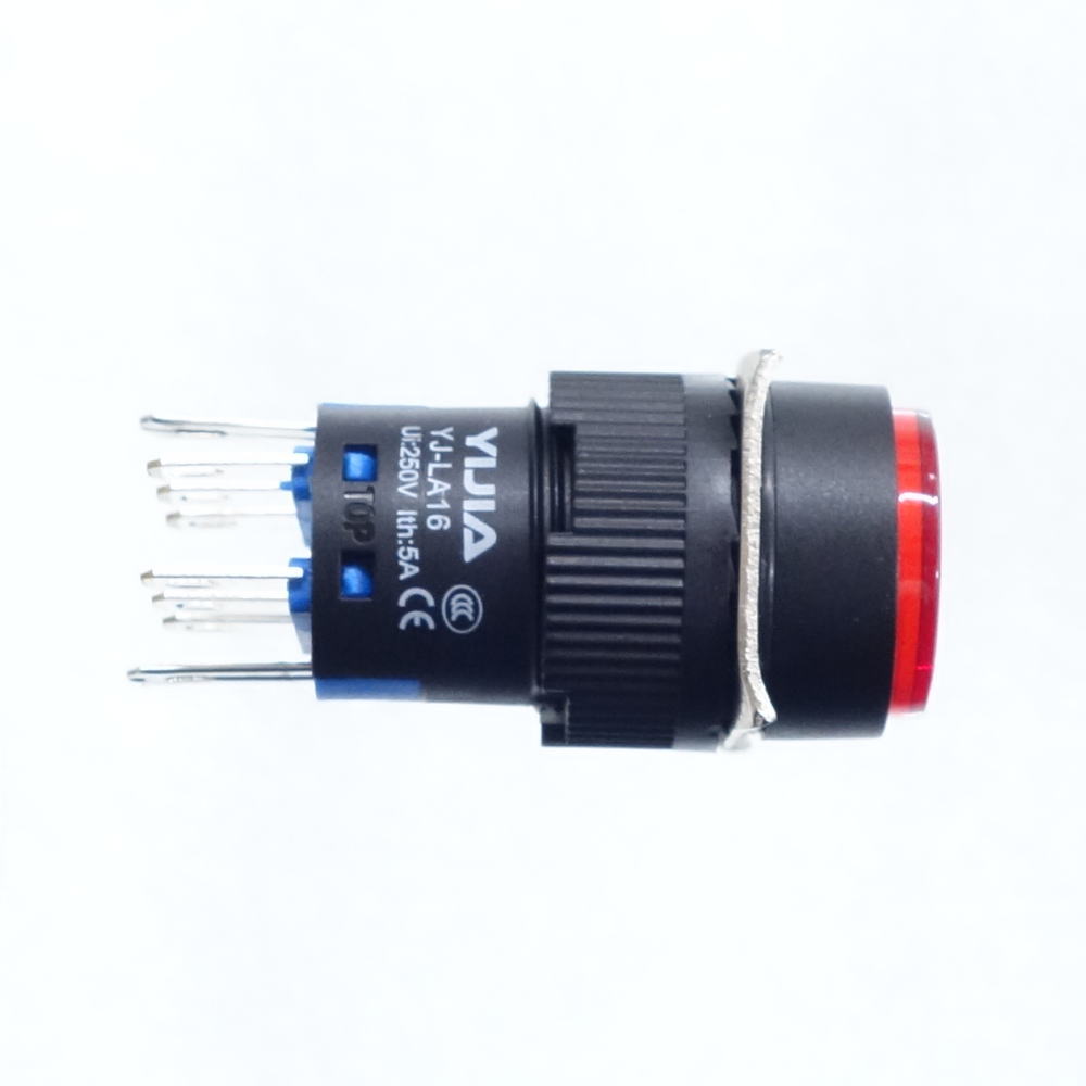 φ16LED照光式押しボタンスイッチ(赤・オルタネイト・3V)【YJ-LA16-22DNZS/Y3VR】