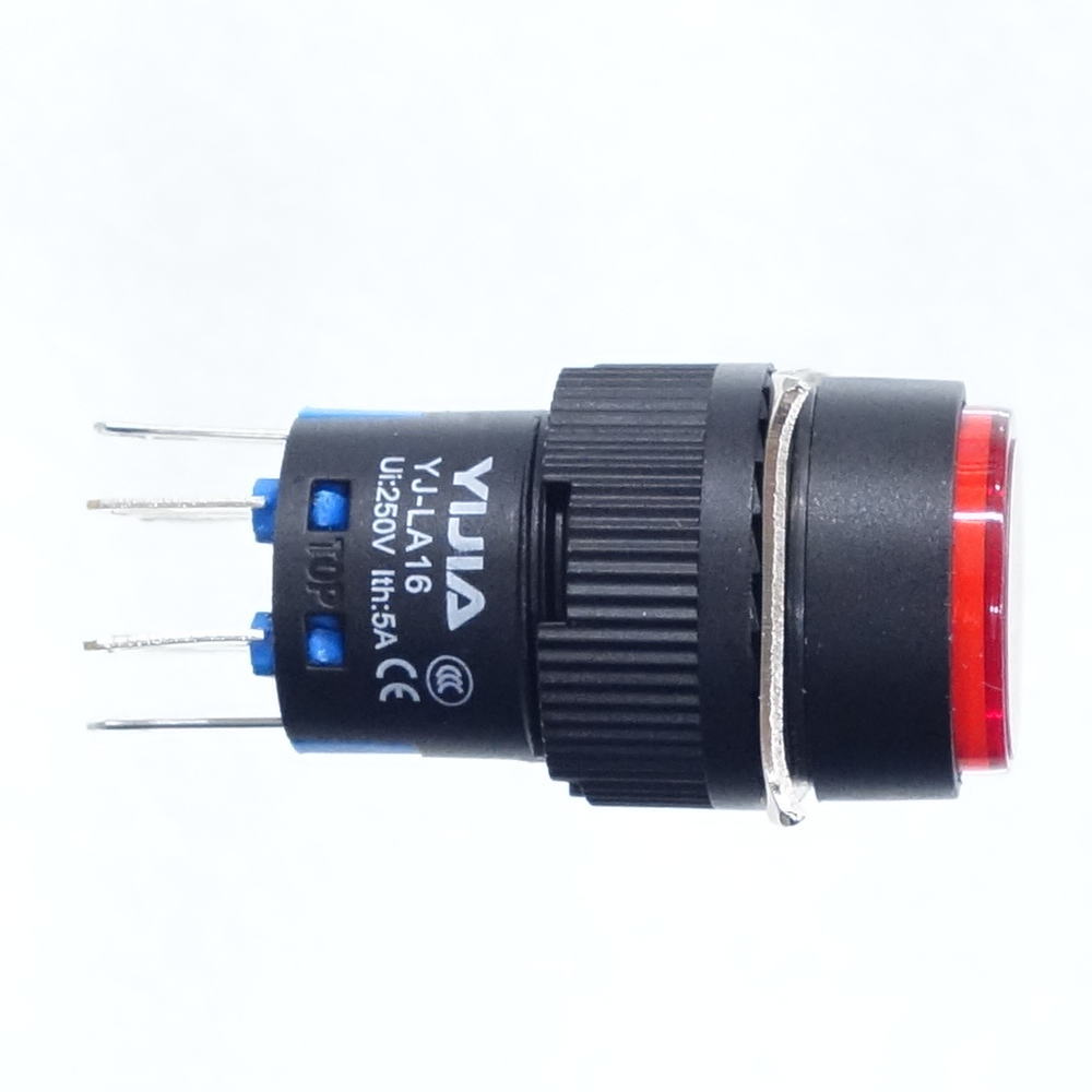 φ16LED照光式押しボタンスイッチ(赤・オルタネイト・12V)【YJ-LA16-22DNZS/Y12VR】