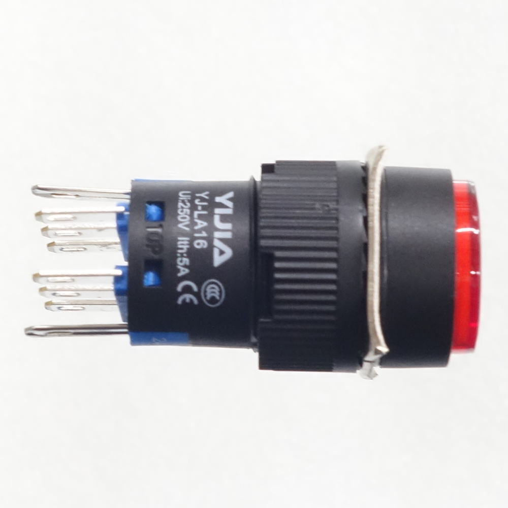 φ16LED照光式押しボタンスイッチ(赤・オルタネイト・24V)【YJ-LA16-22DNZS/Y24VR】