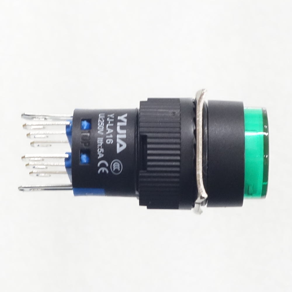 φ16LED照光式押しボタンスイッチ(緑・モメンタリ・3V)【YJ-LA16-22DN/Y3VG】