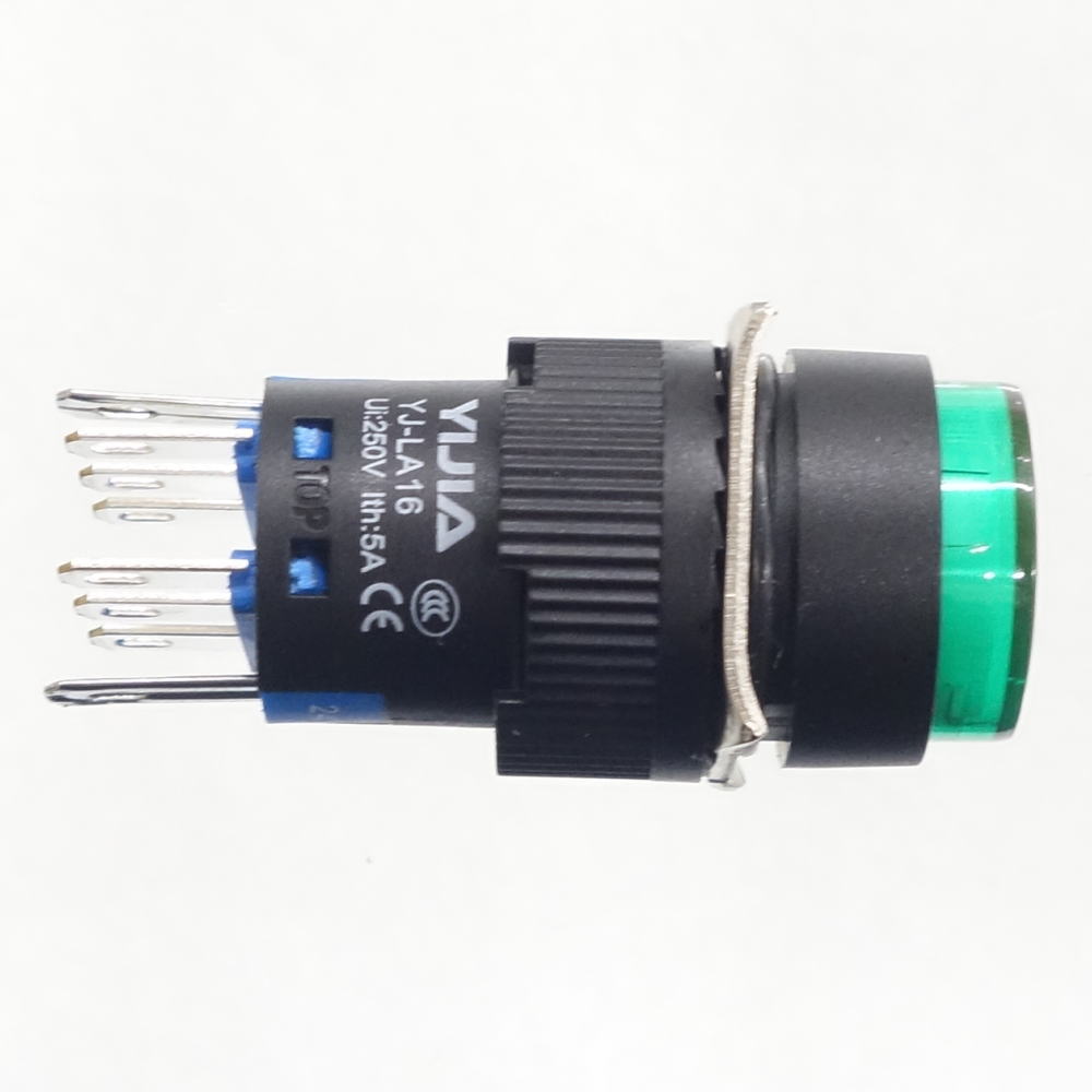 φ16LED照光式押しボタンスイッチ(緑・モメンタリ・24V)【YJ-LA16-22DN/Y24VG】