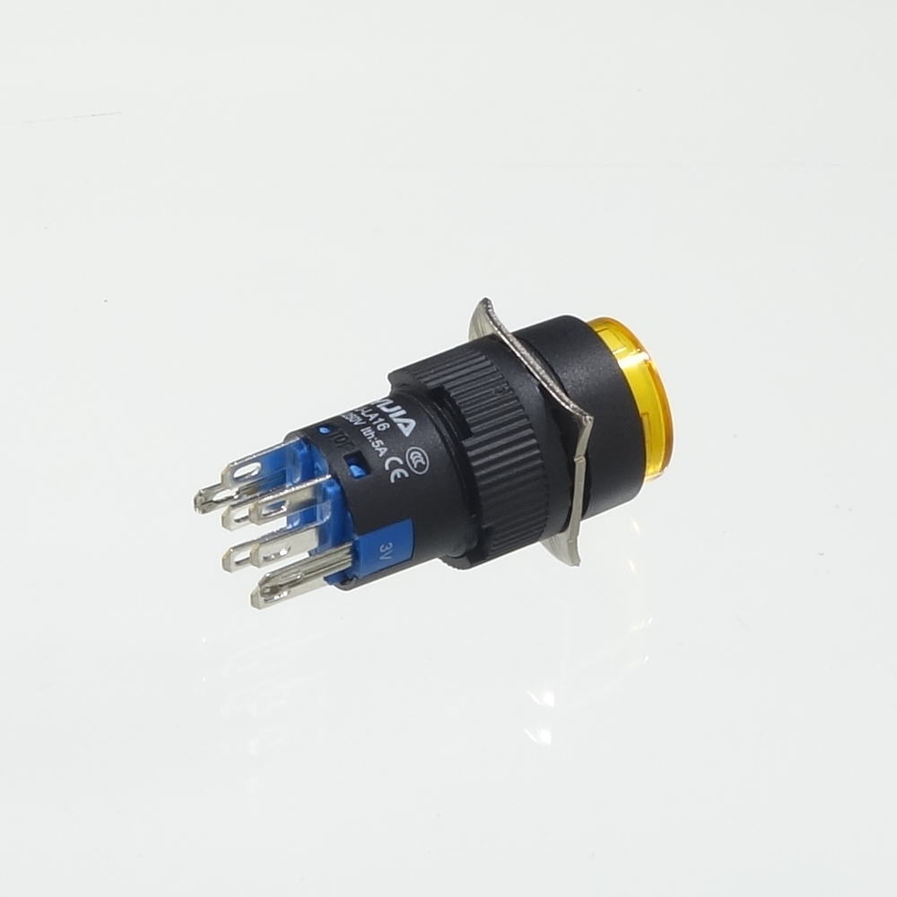φ16LED照光式押しボタンスイッチ(黄・モメンタリ・3V)【YJ-LA16-22DN/Y3VY】