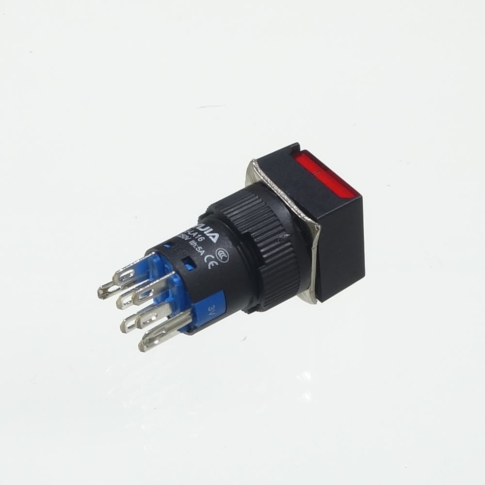 φ16LED照光式押しボタンスイッチ(赤・モメンタリ・3V)【YJ-LA16-22DN/F3VR】