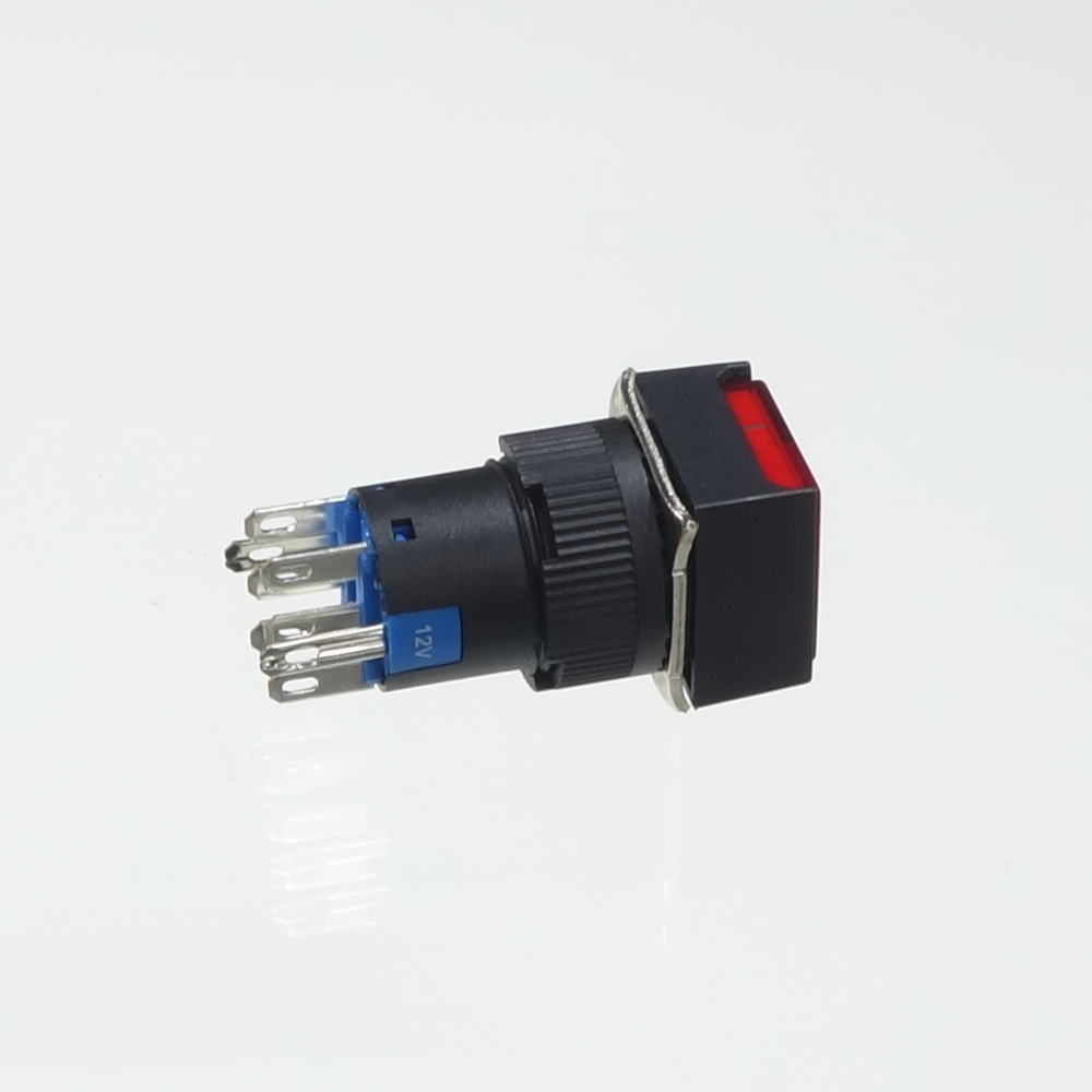 φ16LED照光式押しボタンスイッチ(赤・モメンタリ・12V)【YJ-LA16-22DN/F12VR】