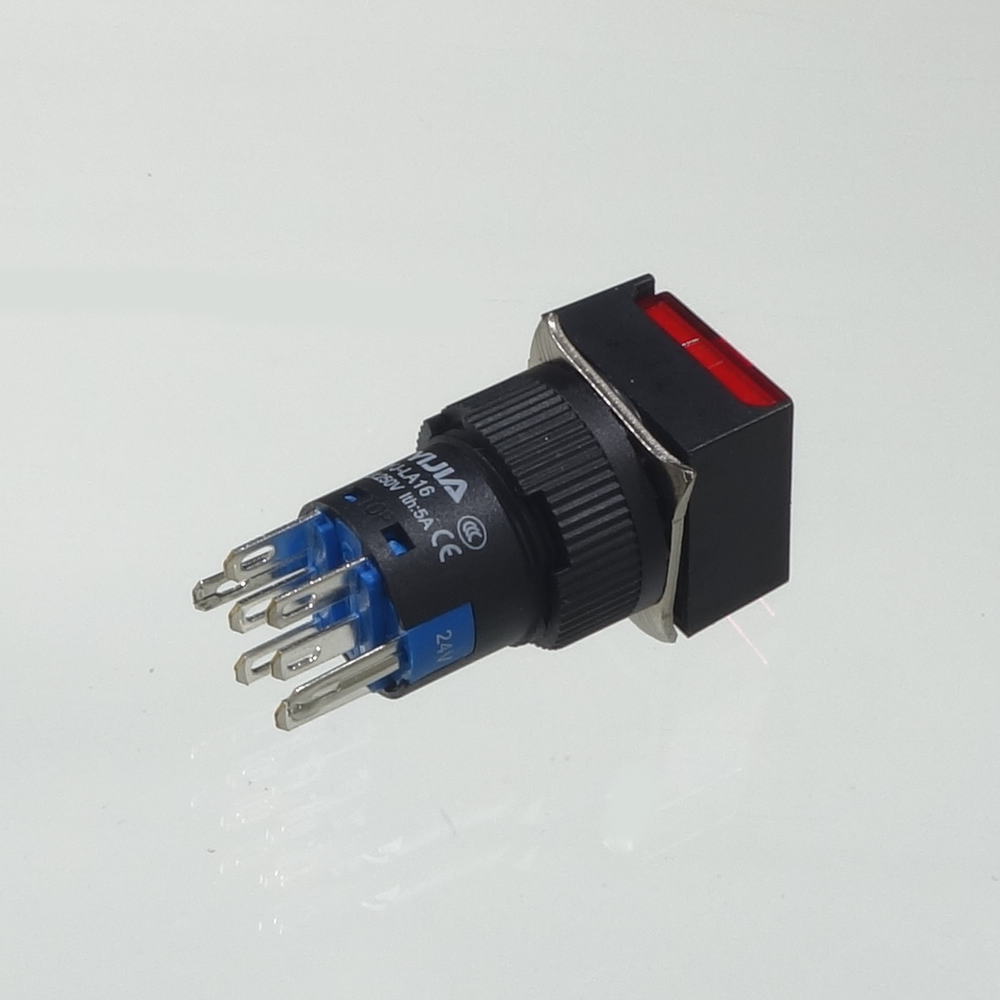 φ16LED照光式押しボタンスイッチ(赤・モメンタリ・24V)【YJ-LA16-22DN/F24VR】