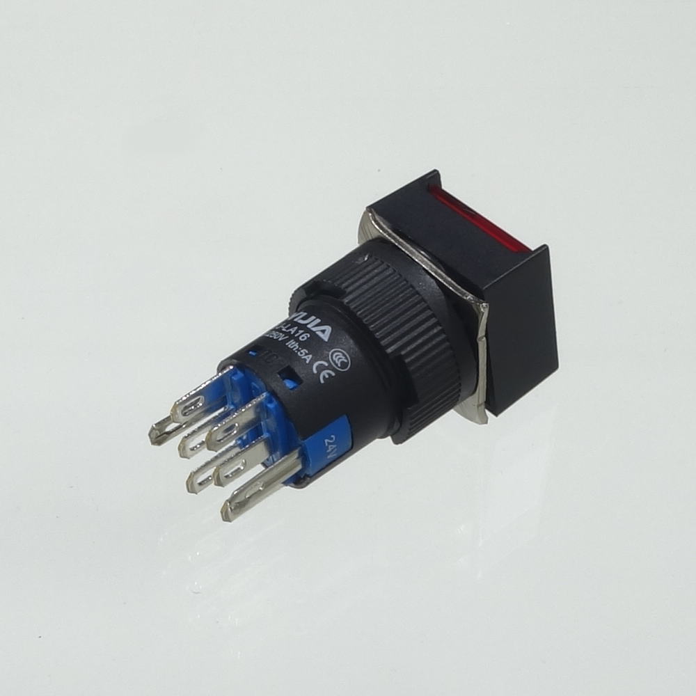 φ16LED照光式押しボタンスイッチ(赤・オルタネイト・24V)【YJ-LA16-22DNZS/F24VR】