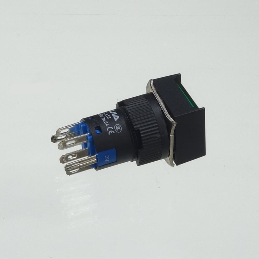 φ16LED照光式押しボタンスイッチ(緑・オルタネイト・3V)【YJ-LA16-22DNZS/F3VG】