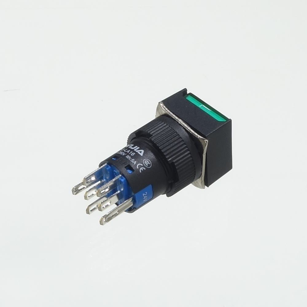 φ16LED照光式押しボタンスイッチ(緑・モメンタリ・24V)【YJ-LA16-22DN/F24VG】