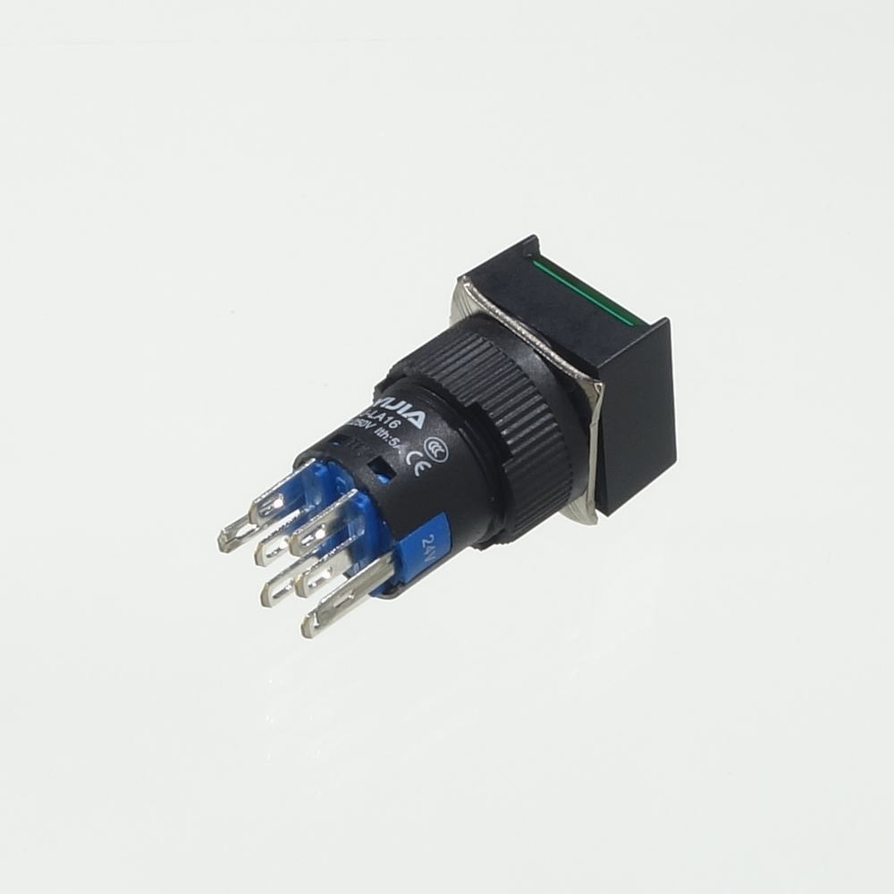 φ16LED照光式押しボタンスイッチ(緑・オルタネイト・24V)【YJ-LA16-22DNZS/F24VG】