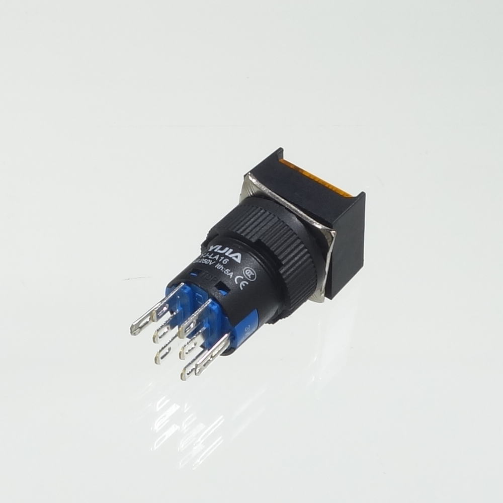φ16LED照光式押しボタンスイッチ(黄・オルタネイト・3V)【YJ-LA16-22DNZS/F3VY】
