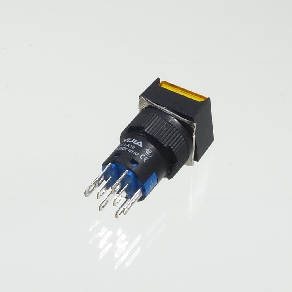 φ16LED照光式押しボタンスイッチ(黄・モメンタリ・12V)【YJ-LA16-22DN/F12VY】