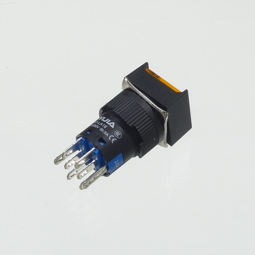 φ16LED照光式押しボタンスイッチ(黄・オルタネイト・24V)【YJ-LA16-22DNZS/F24VY】