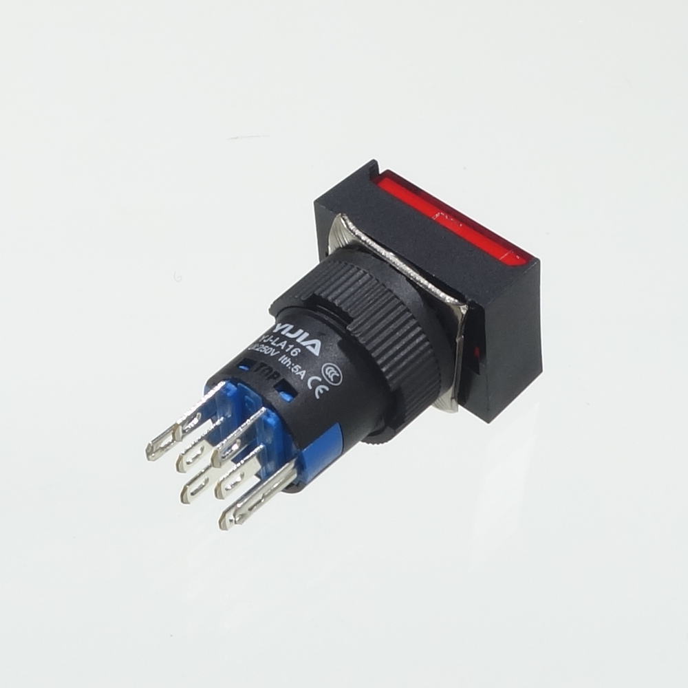 φ16LED照光式押しボタンスイッチ(赤・モメンタリ・3V)【YJ-LA16-22DN/J3VR】