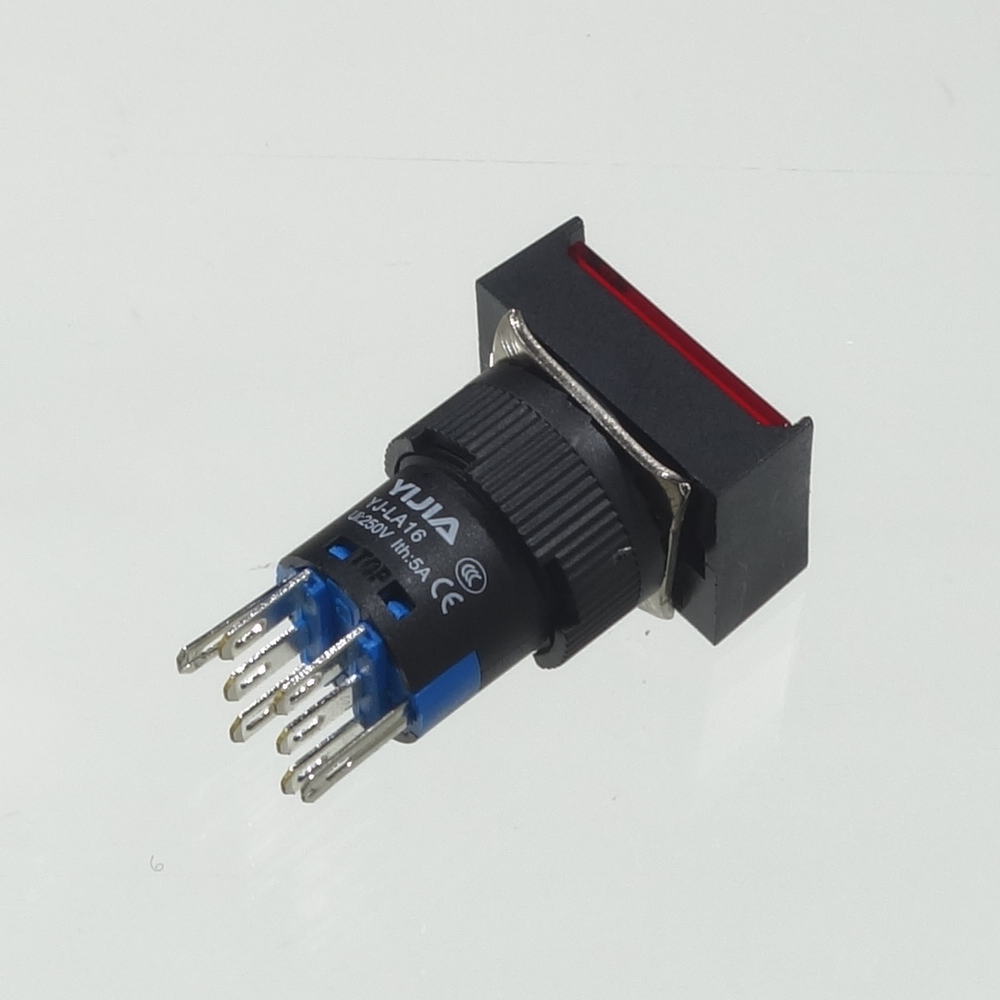 φ16LED照光式押しボタンスイッチ(赤・オルタネイト・3V)【YJ-LA16-22DNZS/J3VR】
