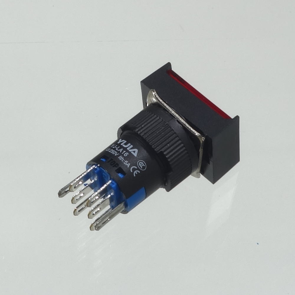 φ16LED照光式押しボタンスイッチ(赤・オルタネイト・12V)【YJ-LA16-22DNZS/J12VR】