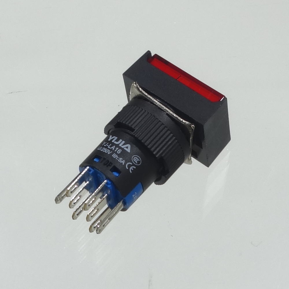 φ16LED照光式押しボタンスイッチ(赤・モメンタリ・24V)【YJ-LA16-22DN/J24VR】