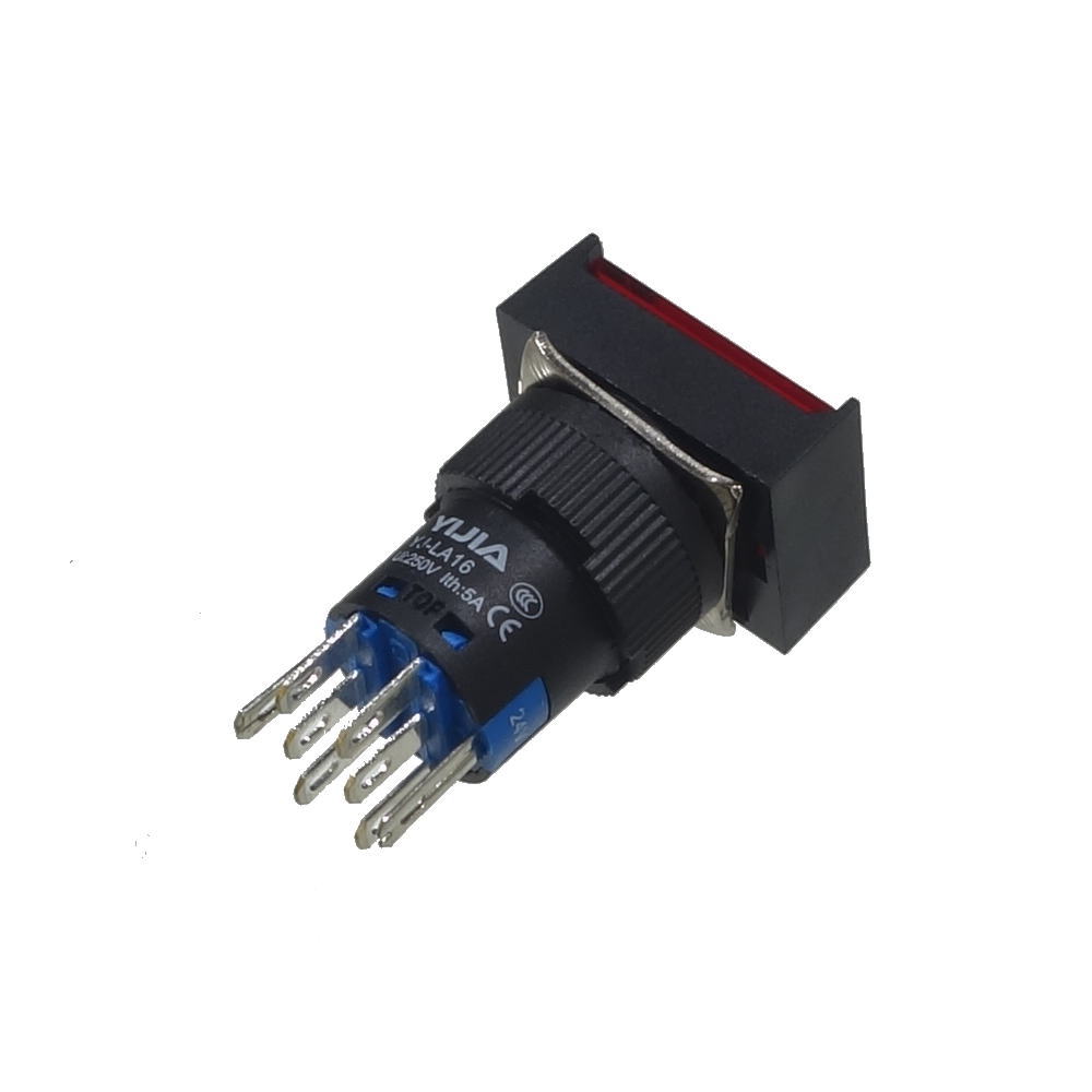 φ16LED照光式押しボタンスイッチ(赤・オルタネイト・24V)【YJ-LA16-22DNZS/J24VR】