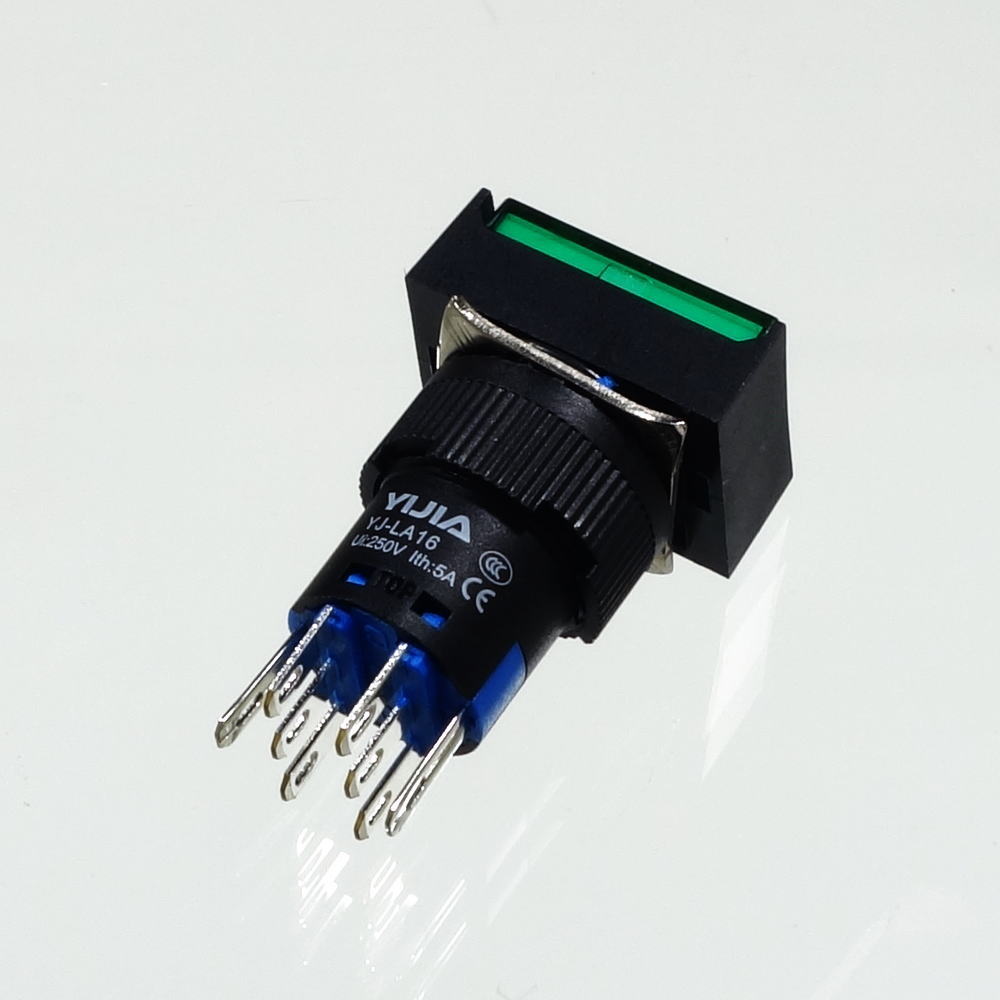 φ16LED照光式押しボタンスイッチ(緑・モメンタリ・3V)【YJ-LA16-22DN/J3VG】