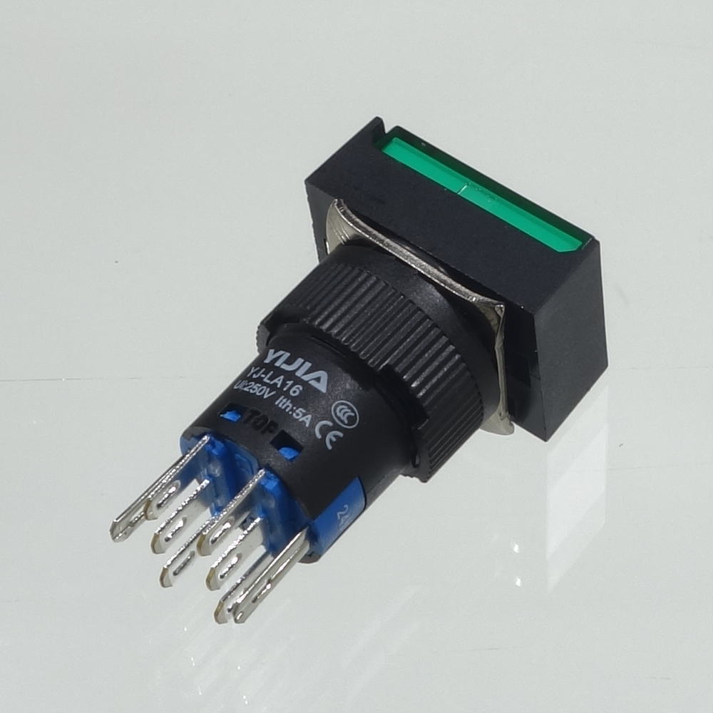 φ16LED照光式押しボタンスイッチ(緑・モメンタリ・24V)【YJ-LA16-22DN/J24VG】