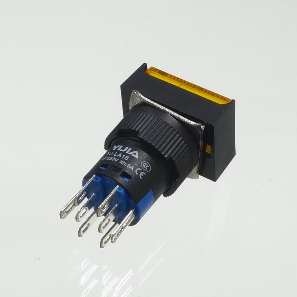 φ16LED照光式押しボタンスイッチ(黄・モメンタリ・3V)【YJ-LA16-22DN/J3VY】