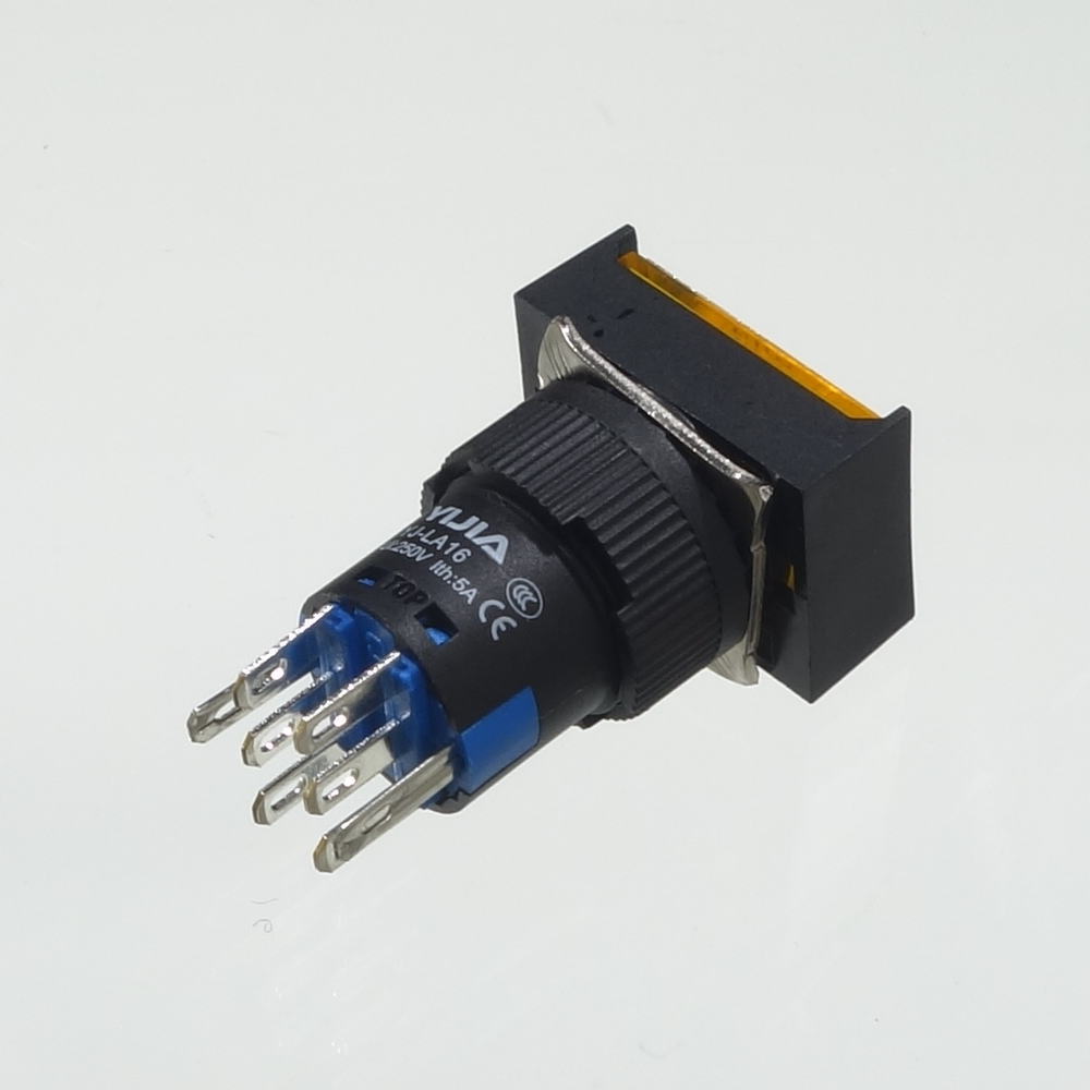 φ16LED照光式押しボタンスイッチ(黄・オルタネイト・3V)【YJ-LA16-22DNZS/J3VY】