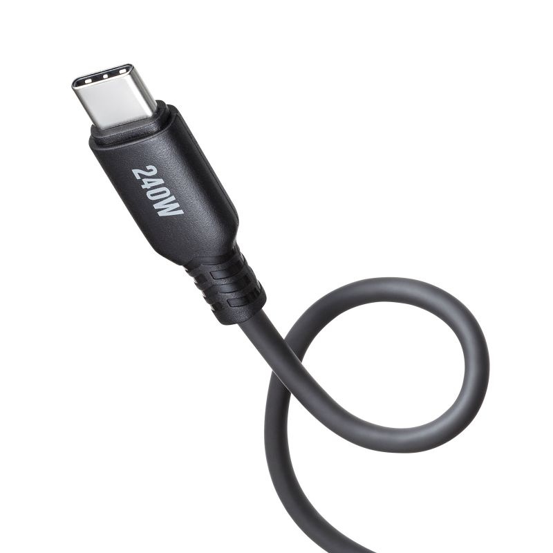 USB2.0 Type-C シリコンケーブル(PD240W・0.5m・ブラック)【KU-CCPES05BK】