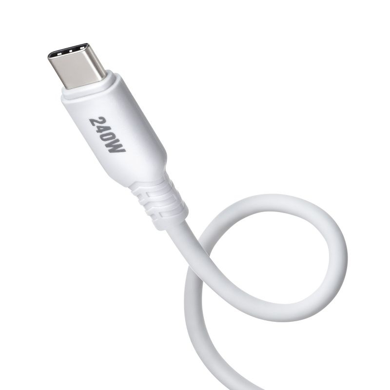 USB2.0 Type-C シリコンケーブル(PD240W・1m・ホワイト)【KU-CCPES10W】