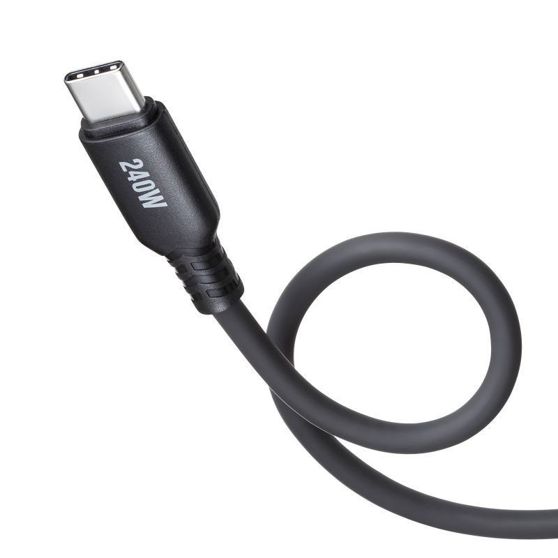 USB2.0 Type-C シリコンケーブル(PD240W・2m・ブラック)【KU-CCPES20BK】