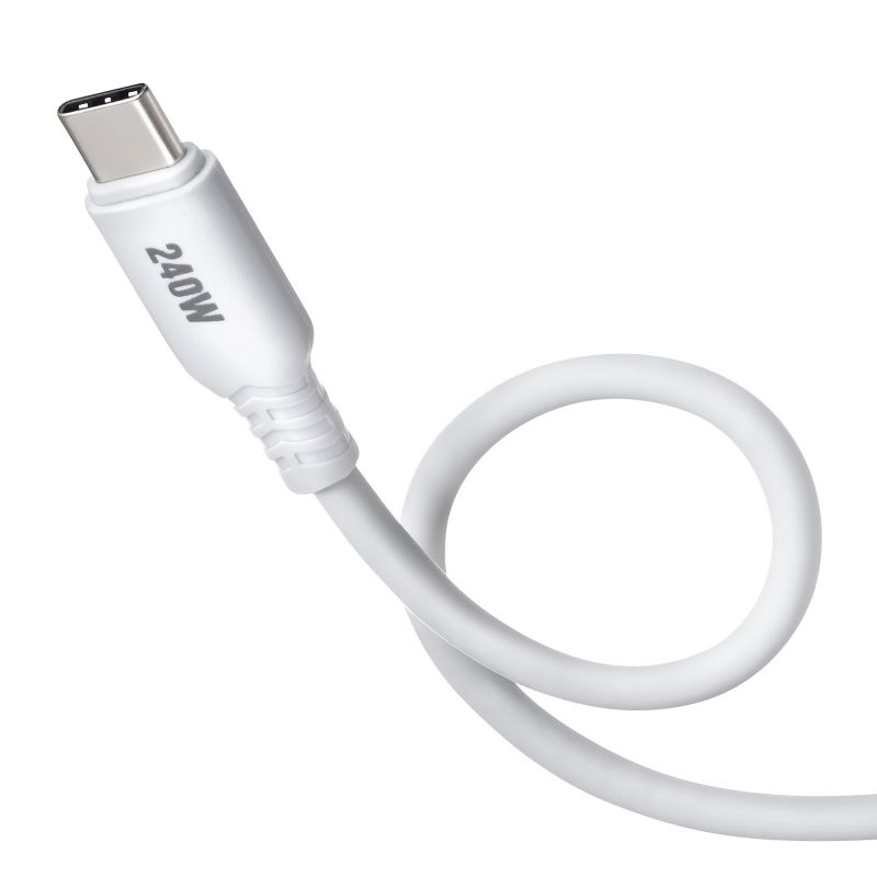 USB2.0 Type-C シリコンケーブル(PD240W・2m・ホワイト)【KU-CCPES20W】