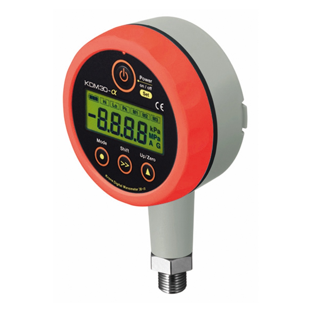 高精度デジタル圧力計 DC24Vタイプ タイプ レッド 0～1.000MPaG KDM30α-1MPaG-M-RE【KDM30α-1MPaG-M-RE】