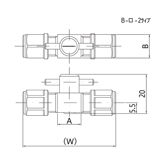 ミニチュアCTFE2方コック(チューブ接続タイプ) B-3-2【B-3-2】