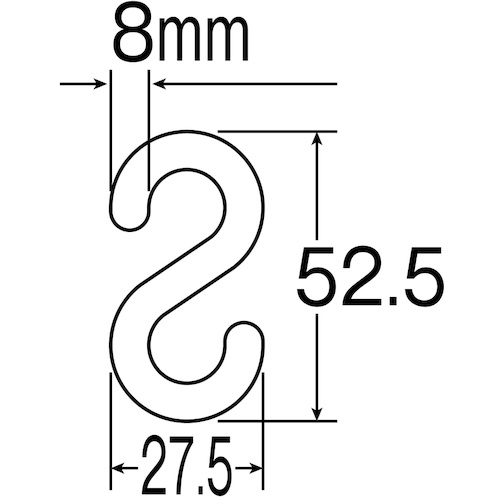 緑十字 S字フック 赤 PF-8R 線径8mmΦ 27.5×52.5mm 2個組 樹脂製【284134】